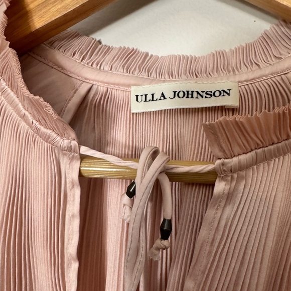Ulla Johnson Pleated Japanese Satin Blouse In Blush Pink - Picture 9 of 12